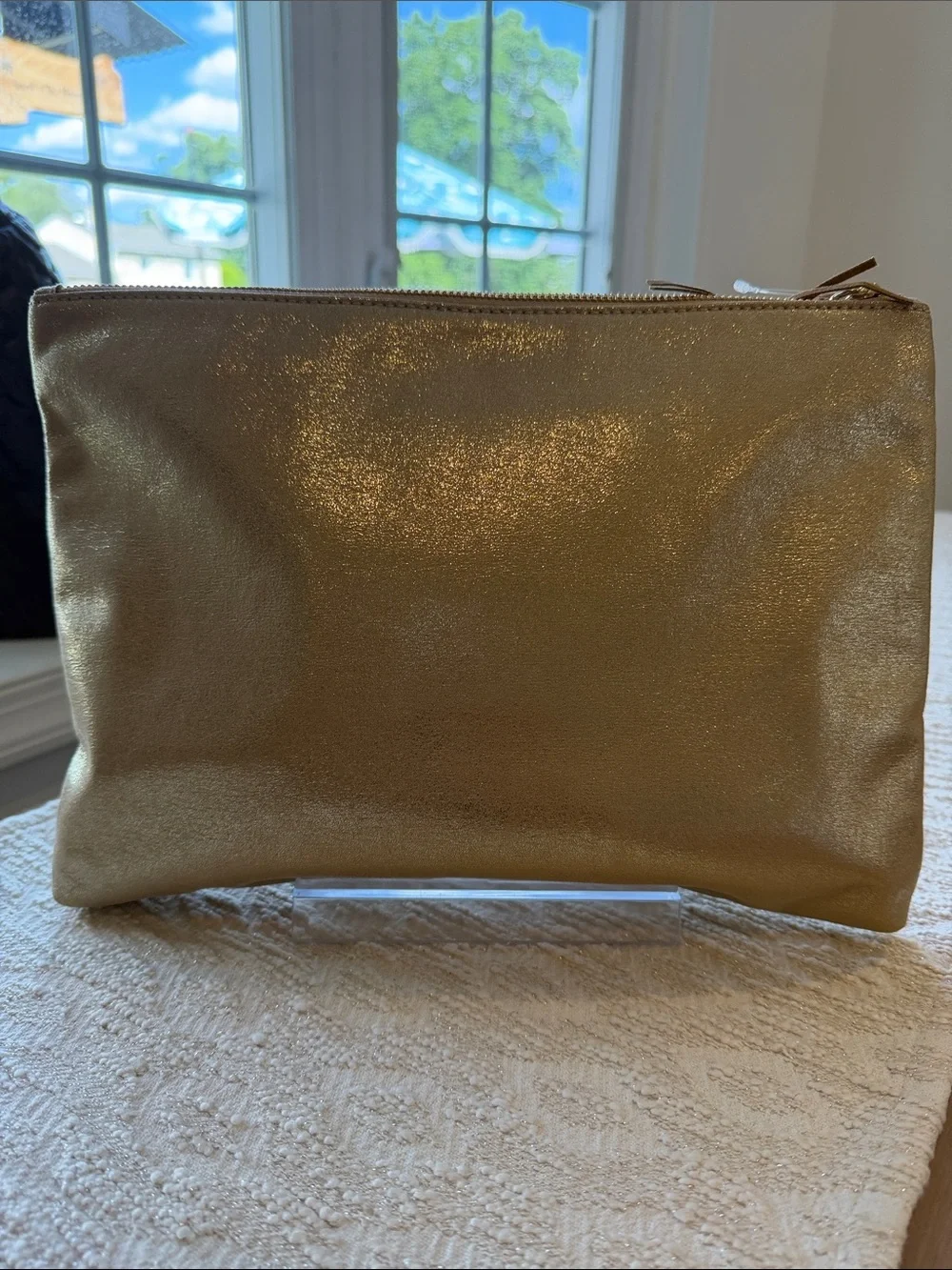 Lilly Pulitzer Gold Metallic Tech Pouch Zip-Top with Tassel